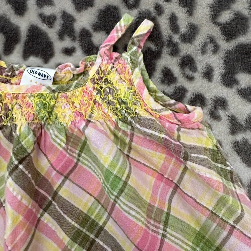 Old Navy Plaid Sundress in Yellow Pink Green Brown Size  Baby Large 12-18 months